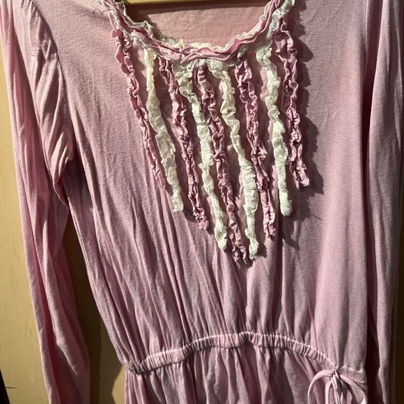 Cute Long-Sleeved Light Purple Ruffles Shirt Size M Medium - Picture 5 of 6